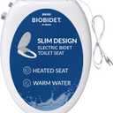Bio Bidet BB500 Low Profile Electric Bidet Toilet Seat, Warm Water, Slim Heated Seat with Smart Sensor and Slow Close Lid, Night Light, Elongated, White