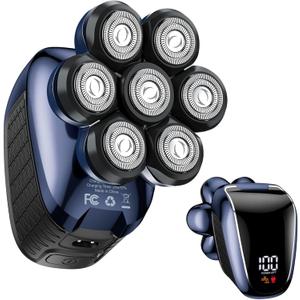 Head Shavers for Bald Men: 5-in-1 Electric Razor - Waterproof Wet Dry Shaving - Professional Grooming Kit for Balder - Rechargeable Head Shavers for Face/Beard Use (Dark Blue)