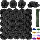 LELEE Rose Head Flowers with Stem - 108pcs Black Roses Artificial Flowers Bulk - Silk Rose Fake Flower for Bridal Gothic Wedding Bouquet Party Home Decor DIY Centerpieces Hotel Decorations