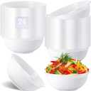 100 Pack 24 oz White Disposable Plastic Bowls Heavy Duty Microwave Safe Soup Bowls Stackable Large Serving for Salad Dessert Parties Birthdays Weddings & Catering