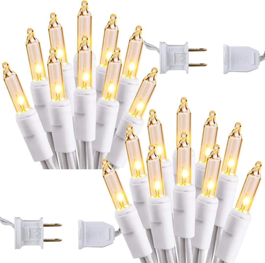 Brizled Christmas Lights, 600 Count 139.2ft Incandescent Mini Lights, Connectable 120V UL Certified for Xmas Wedding Bedroom Porch Decor, White Wire, Warm White