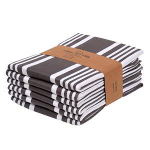 Urban Villa Kitchen Towels 100% Cotton Pack of 6, Highly Absorbent Quick Drying Super Soft Premium Dish Towel for kitchen with Hanging Loop Hand & Tea Towels - 20x30 Inch, (Dove Grey & White, Striped)
