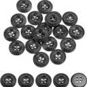 uxcell 80Pcs Wooden Buttons, 18mm(3/4") 4 Hole Round Wood Sewing Button Craft for Sewing DIY Craft Clothing, Black
