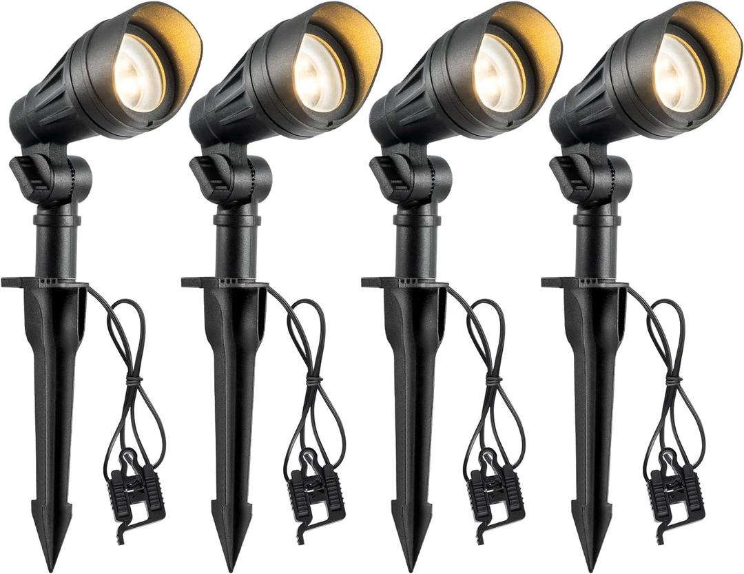 EDISHINE Low Voltage LED Landscape Lights with 35 Beam Angle, 3.2W 240LM 3000K Outdoor Landscape Lighting, CRI 80, Waterproof SpotLights for Trees, House, Yard, Garden, ETL Listed, 4 Pack