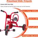 Preschool Kids Tricycles for 5-7 Year olds, Durable Pedal Trike for Boy Girl, Sturdy Metal Frame, Solid Rubber Tires, Ideal Daycare Kindergarten Joyride & Elementary Outdoor Playground Equipment, Medium to Large