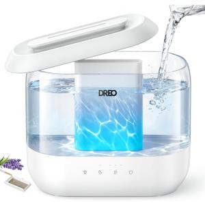 Dreo Humidifiers for Bedroom, 4L Top Fill for Large Room, 36H Runtime, 28 dB Quiet Supersized Cool Mist Air Humidifier for Baby Nursery, Plants, Indoor, Night Light, Easy to Clean & Fill, White