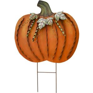 Fall Outdoor Decor Metal Pumpkin Garden Stakes Autumn Decorative Yard Sign, 26" H