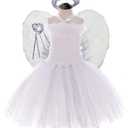 Tutu Dreams 4PCS Angel Costumes for Girls 2-10Y Birthday Outfit Halloween Party