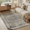 RCTJHOME 8x10 Brown Vintage Oriental Washable Area Rug Non-Slip Soft Carpet