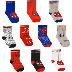 Marvel Spiderman Boys Socks - 10-Pack Decorative Toddler Socks with Amazing Legends Design
