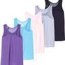 Real Essentials 5 Pack: Women's Racerback Workout Tank Top Mesh Back Dry-Fit Sleeveless Running Gym (Available in Plus Size) Small