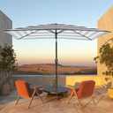 JEAREY 6.5x10 ft Rectangular Patio Umbrellas Rectangle Outdoor Umbrella with Push Button Tilt and Crank, Market Table Umbrella 6 Sturdy Ribs UV Protection for Poolside Garden Backyard Deck, Black-White Stripe