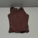 QINSEN Womens Tank Top Sleeveless Square Neck Casual Basic Fitted T- Shirts Brown XS