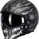 TRIANGLE Full Face Motorcycle Helmets,Off-Road Motocross Helmet for Men & Women,Dual Visor with Internal Tinted Sunshield,Open Face 3/4 Adult Racing Helmet DOT Approved(L)