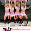 2 Pairs Breast Cancer Awareness Socks,Pink Ribbon Knee High Compression Socks for Softball Soccer Football Baseball (Small-Medium, Black)