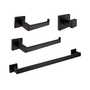 VELIMAX Premium Stainless Steel 4 Pieces Bathroom Hardware Accessories Set Wall Mounted Towel Bar Set, Matte Black, 23.6-Inch