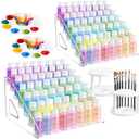 2 Pcs Clear Acrylic Paint Organizer Rack with Brush Holder, 7 Layer Acrylic Paint Tube Organizer, Snap-On Craft Organizers and Storage for Versatile Storage, No-Tools Setup & Quick Access (2 Set)