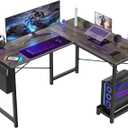 Sweetcrispy L Shaped Desk Gaming Computer 50 Inch Reversible Corner PC Work Table for Writing Study Student with Wood Tabletop Metal Frame CPU Stand Side Bag for Home Office Small Space, Grey