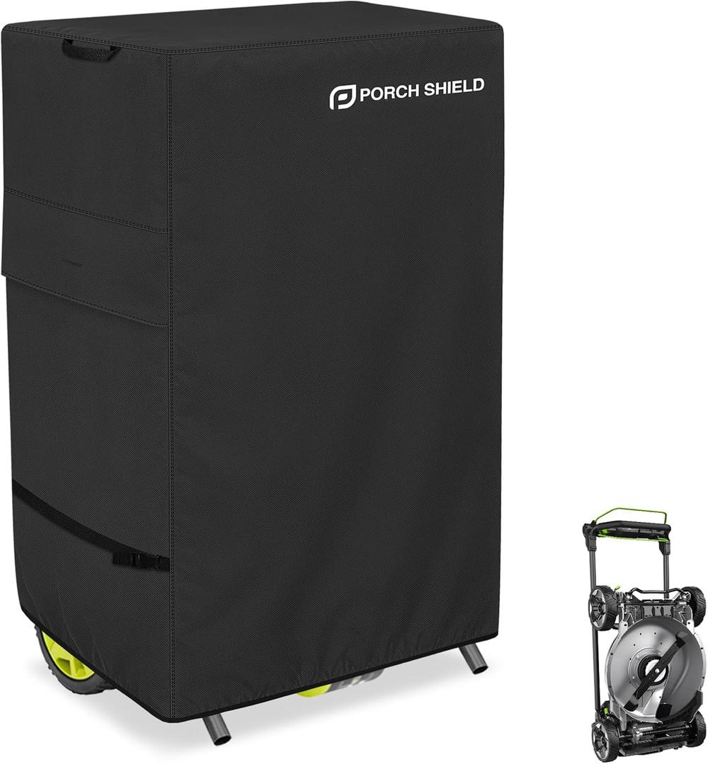 Porch Shield Cordless Lawn Mower Cover – Waterproof Electric Lawnmower Cover fit for 20-21 inches Folding Walk Behind Mower 25" L x 19" D x 41" H, Black