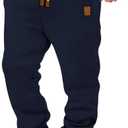 Mens Drawstring Sweatpants with Pockets Athletic Jogger Pants Cargo Sweatpant Winter Fleece Athletic Trousers (Small, Navy)