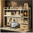 Desktop Bookshelf, pegboard Storage and Organization Rack, Dorm Desk Shelf, Desk Hutch, Desktop Storage for Office, Study, Student Display Rack,Desktop Shelves (White 37.4" Lx9.9 Wx37 H)