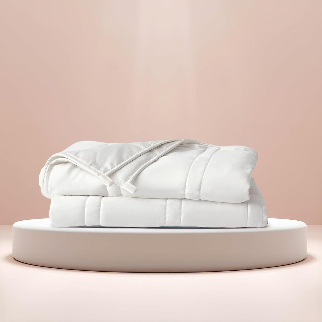 Weighted Blanket for Adults 20 lb King (Pebble White, 80"x87") | Cool & 100% Cotton | Machine Washable & Dryer Safe | Glass Microbead Fill
