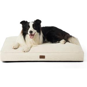 Bedsure Washable Dog Beds Large Sized Dog - 4 Inch Thicken Up to 80lbs Waterproof Pet Mat Pillows with Removable Washable Cover, Ivory