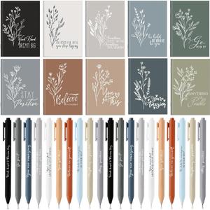 100 Pcs Inspirational Notebooks with Pen Bulk Motivational Mini Notepads Christmas Appreciation Gifts for Teacher Employee Team Coworker Nurse Staff Office Supplies (Neutral Colors)