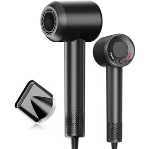 Hair Dryer, 140, 000 RPM High Speed Blow Dryer for Fast Drying, Negative Ionic Hair Dryers for Women, Thermo Control Lightweight Hairdryer for Home and Travel Black