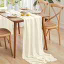Horbaunal 12 Pack Ivory Chiffon Table Runners 10FT Sheer Chiffon Runner 29x120 Inches Romantic Boho Rustic Table Runner for Wedding Party Bridal Baby Shower Table Decorations