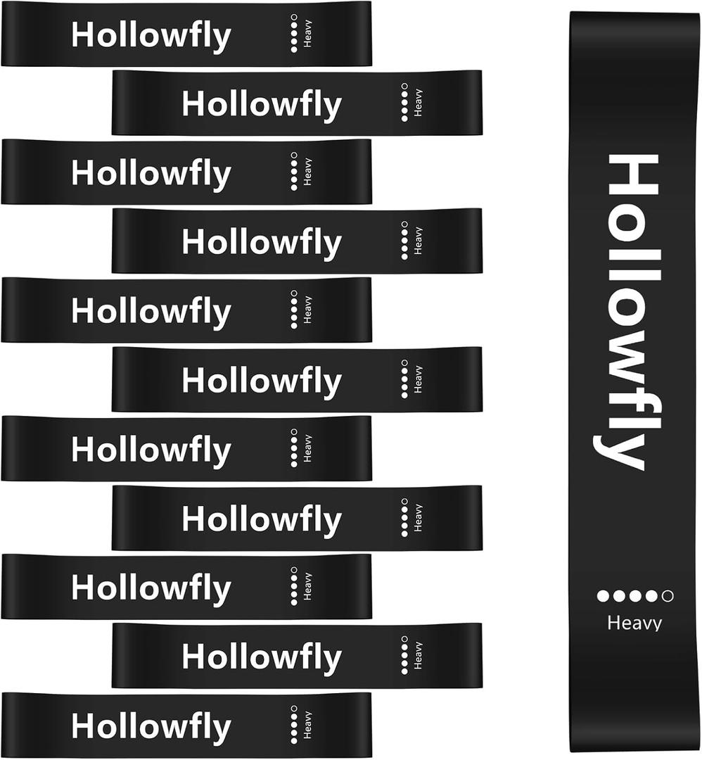 Hollowfly 12 Pcs Latex Resistance Loop Exercise Bands for Booty Workout Stretch Exercise Bands Non Slip for Legs Squat Resistance Loop Women Men Starter Butt Hip Thigh Fitness (Black)