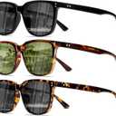 Retro Polarized Sunglasses for Men Women UV Protection Classic Sports Driving Golf Hiking Square Sun Glasses (3pack-black+tortoise Gray+tortoise Green)
