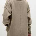 Saodimallsu Womens Oversized Crew Neck Sweaters Long Sleeve Slouchy Knit Fall Casual Loose Side Split Pullover Tops (Medium, Dark Khaki)