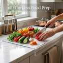 Acrylic Cutting Board with Counter Lip 24x18 Inch Large Clear Chopping Board Non Slip Kitchen Worktop Protector Durable Transparent Food Prep Board for Countertop Kitchen Accessories