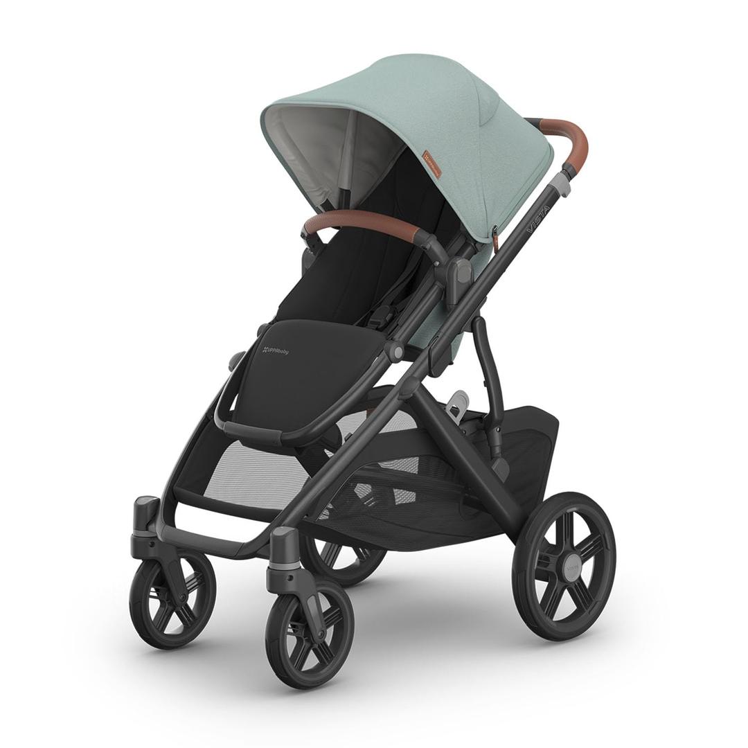 UPPAbaby Vista V3 Convertible Single-to-Double Stroller for Baby & Toddler, 30+ Configurations, Car Seat Compatible, All-Wheel Suspension, XL Basket  Kenzi (Mystic Aqua/Carbon Frame), Manufactured 11/2024