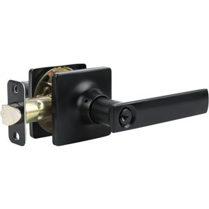 Entry Door Handle Locks with Keys,Square Locking Door Lever for Office,Bedroom,Suit for Right & Left Sided Doors,Secure Reversible Door Handle with Lock and Key 1Pack