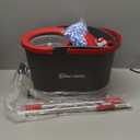 SIMPLI-MAGIC 79349 Spin Mop Cleaning System with 3 Microfiber Mop Heads, Red/GRAY, Red/Black
