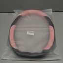 INEBIZ Universal Car Steering Wheel Cover Microfiber Leather Viscose Multi-Element Stitching (Black&Pink, D)