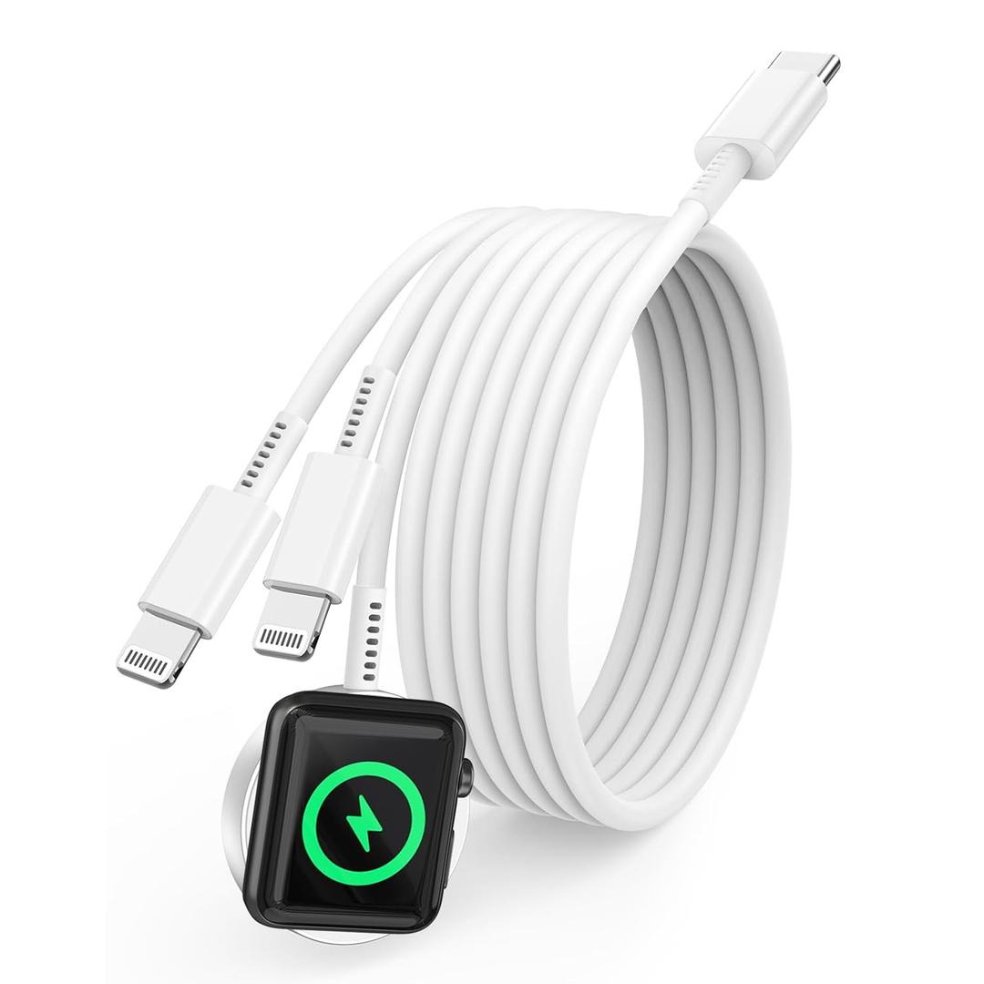 3 x New Apple Watch Charger Cable, 1Pack USB C Magnetic iWatch Charger Fast Charging Cord, Portable Wireless Charging Cable Compatible with Apple Watch Series10/Ultra/9/8/7/6/SE/SE2/5/4/3/2/1-3FTWhite