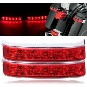 2PCS LED Saddlebag Motorcycle Tail Lights with Brake Light Running Turn Signal Lights Compatible With 2014-2020 Harley Touring Street Road Glide Electra Ultra Classic Ultra Limited CVO (Chrome-Red)