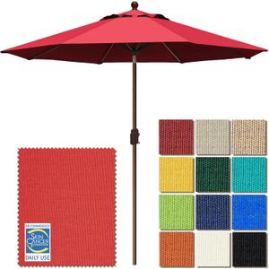 EliteShade USA 10-Year-Non-Fading 9Ft Market Umbrella Patio Umbrella Outdoor Table Umbrella with Ventilation,Logo Red