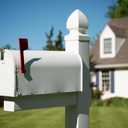 Architectural Mailboxes Admiral Rust-Proof Aluminum Metal Post Mounted Mail Box for Outside, White, Medium Curbside Mailbox, USPS Approved for Residential Delivery