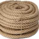 Natural Jute Twine Strin, Bulk Hemp Jute Rope Ideal for Tug of War, Deer Hunting, Nautical, Crafts, Swing, Packing Material Burlap Ribbon, Christmas Knitting Macrame Decoration(35mm/100 Feet)