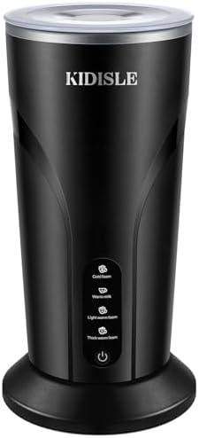KIDISLE 4-in-1 Milk Frother and Steamer, Electric Milk Steamer with Keep Warm Function, Automatic Warm and Cold Foam Maker for Coffee, Latte, Hot Chocolate, Cappuccinos, Macchiato, Black 