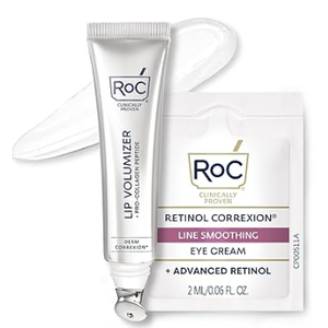 RoC Derm Correxion Lip Volumizer  Lip Plumper Peptide Treatment with Hyaluronic Acid & Vitamin E + Line Smoothing Eye Cream Packette