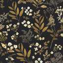 Black Gold Wallpaper Peel and Stick Dark Floral Wallpaper 17.5in x 118in Vintage Leaf Contact Paper Vinyl Waterproof Self Adhesive Boho Botanical Wall Paper for Bedroom Cabinet Dcor