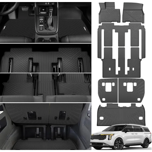 Floor Mats & Trunk Mats with Backrest Mats for 2022-2025 Kia Carnival MPV 8 Seats (Not for Hybrid Fits LX w/seat Package, EX and SX) All Weather Protection TPE Car Floor Liners Full Set