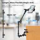SMALLRIG 22" Magic Arm Clamp, Overhead Phone Mount Holder Stand, Flexible Desk Camera Mount, Articulating Friction Boom Arm, for POV Shot, Filming, Light, Webcam, Action Camera