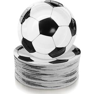 120 Pcs Soccer Ball Plates 7 In Disposable Dinner Plates Soccer Party Paper Tableware Food Desserts Plates for Sport Themed Birthday Parties Soccer Party Supplies