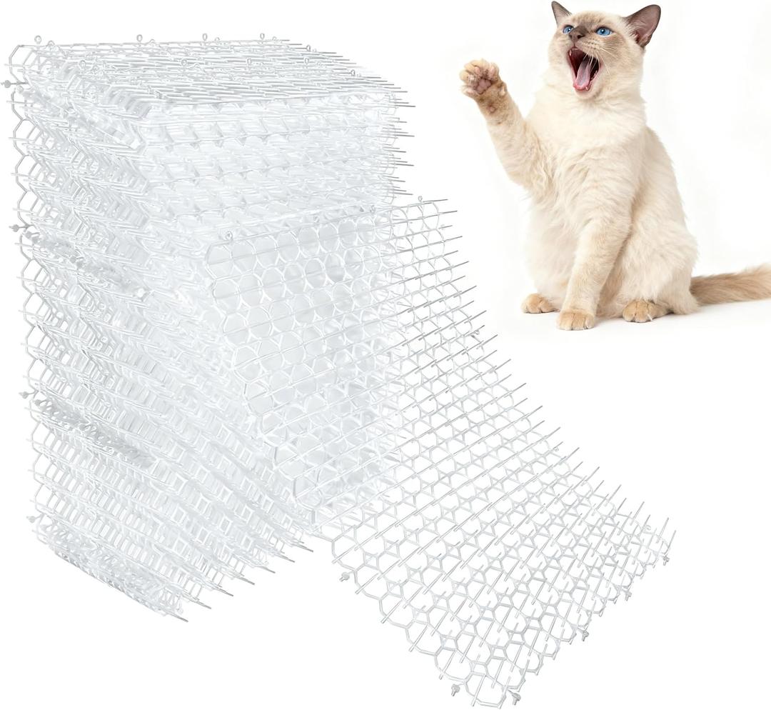 OCEANPAX Scat Mat for Cats 16 x 13 Inch, 10 Pack Clear Cat Deterrent Mats with 1 Inch Spikes & 50 Stickers, Indoor Outdoor Pet Training Pads to Keep Cats Off Sofa, Counter, Garden & Car